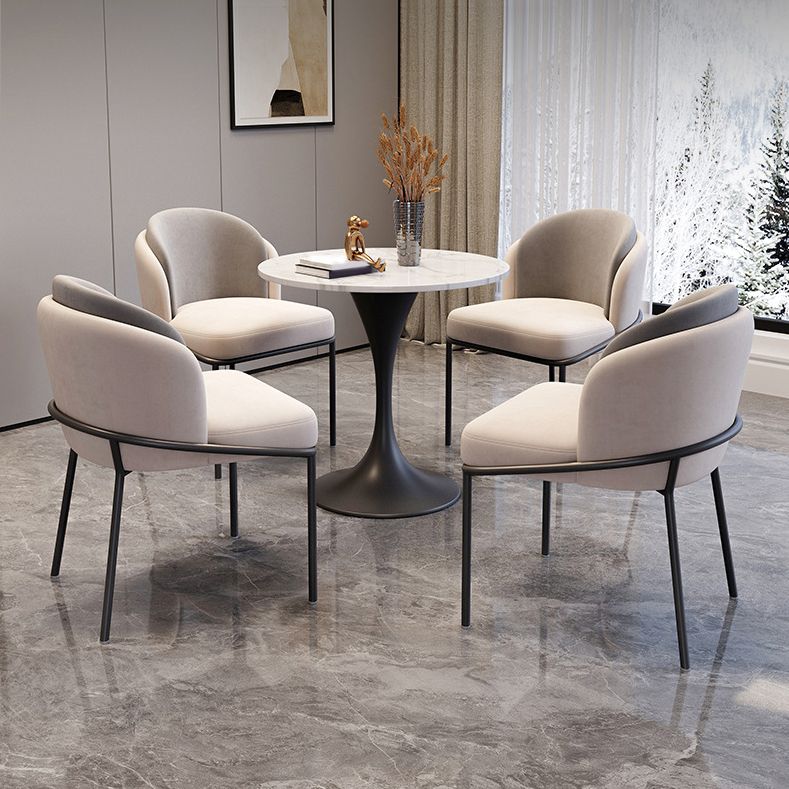 White Stone Dinette Set with Metal Base 1/3/4/5 Pieces Modern Round Table Set