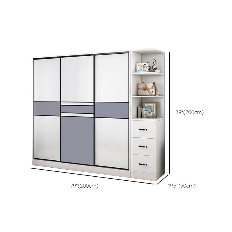 Freestanding Wood Frame Wardrobe Armoire Sliding Soft Close Doors Wardrobe
