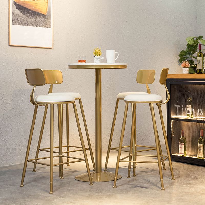 Glam Faux Marble Bistro Table Indoor Gold Steel Bar Dining Table with Single Pedestal