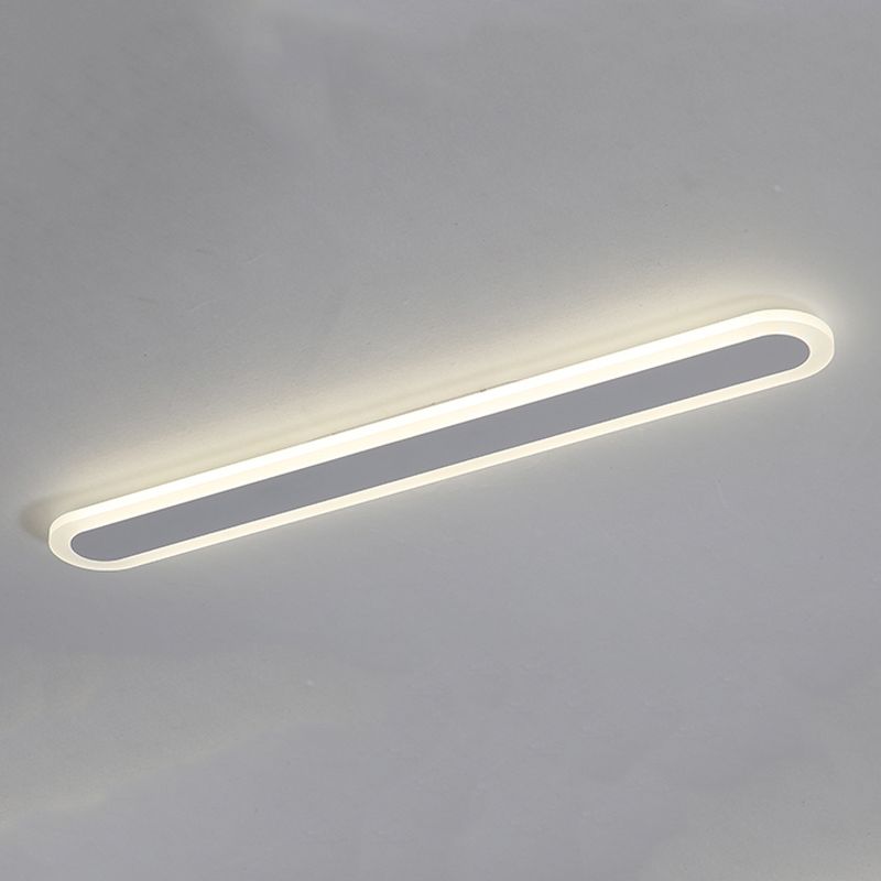 Metal Linear Shape Flush Ceiling Light Modern Style 1 Light Flush Mount Lighting in White