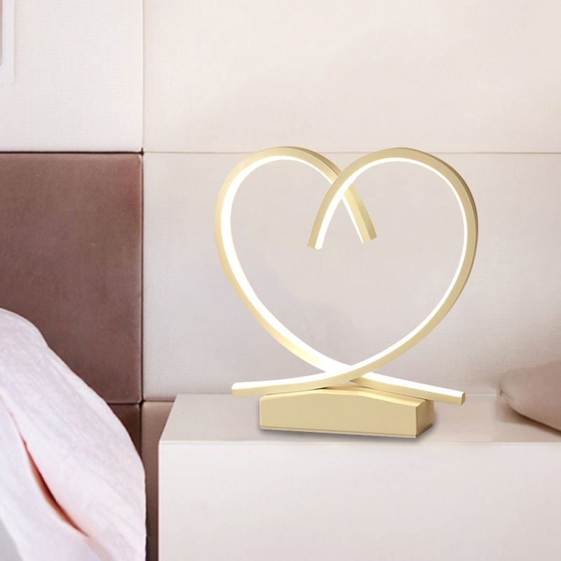 Coeur aimant en bois table de table de nuit simplicité en noir / blanc / bois d'éclairage de bureau LED pour la chambre à coucher