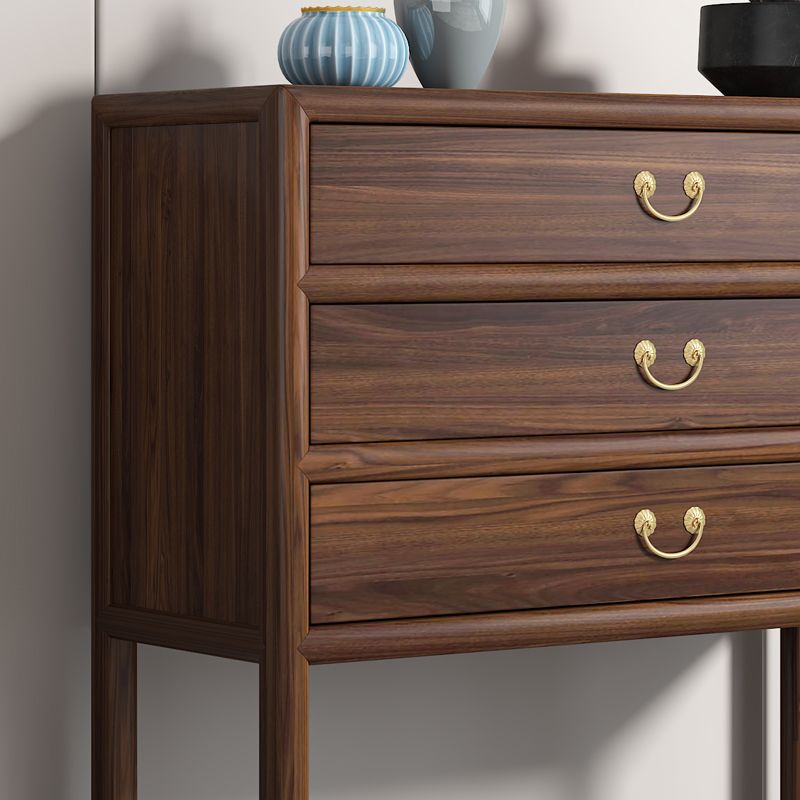 Dark Brown 3 Drawers Chest 14.97" Wide Solid Wood Accent Chest