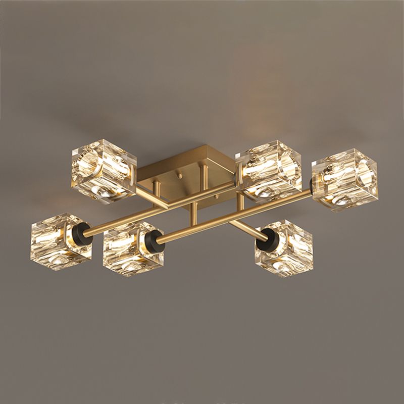 Cubo contemporáneo Flush Lighting Lighting de montaje de altura de cristal para sala de estar