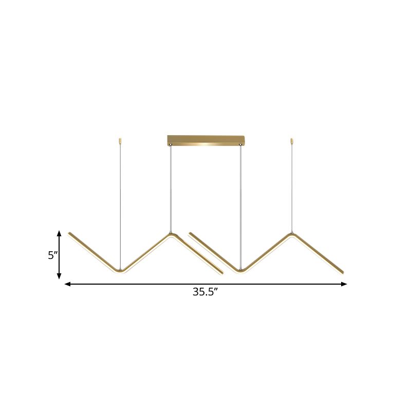 Zigzag Shaped Metal Hanging Lamp Simple Black/Gold LED Island Pendant in Warm/White Light for Dining Room