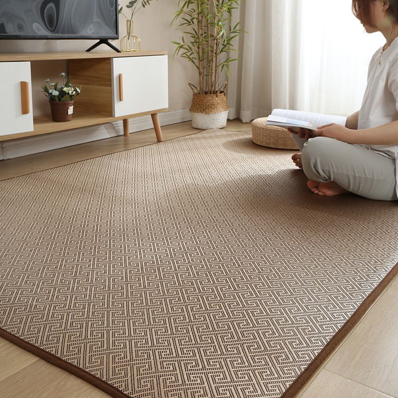 Tapis de village brun foncé Polyester Sisal Tapis de support sans glissement pour salon