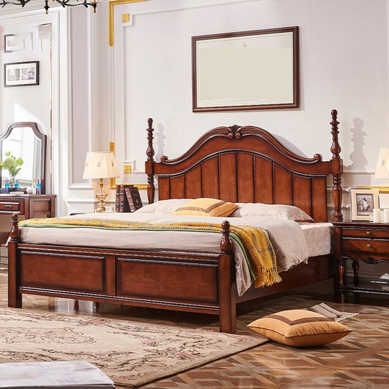 French Country Espresso Four Poster Bed Walnut Poster Bed with Headboard