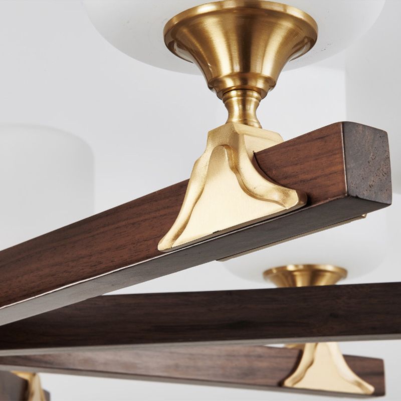 Contemporary Cylinder Chandelier Pendant Light Wood Suspension Pendant Light for Living Room