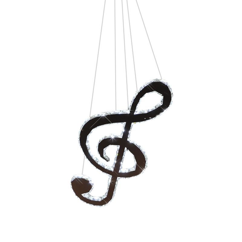 Zeitgenössische Musik Note Kronleuchter Licht LED -Kristallhängeanhänger in Chrom, warm/weißes Licht
