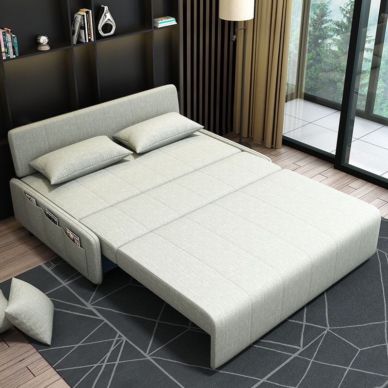 Linen Sleeper Sofa 39.37" Wide Blue Foldable Armless Sofa Bed