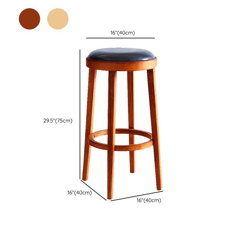 Industrial Solid Wood Counter Stool Faux Leather Counter Height Stools