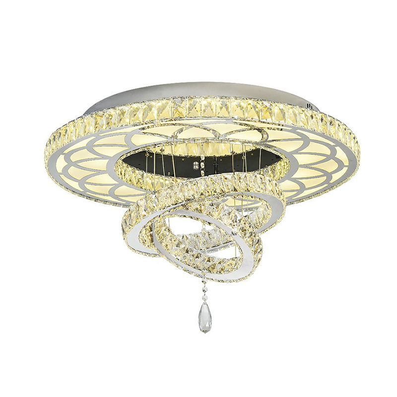 Halo Ring Dining Room Semi Mount Lighting Clear Crystal Minimalist Ceiling Mounted Light