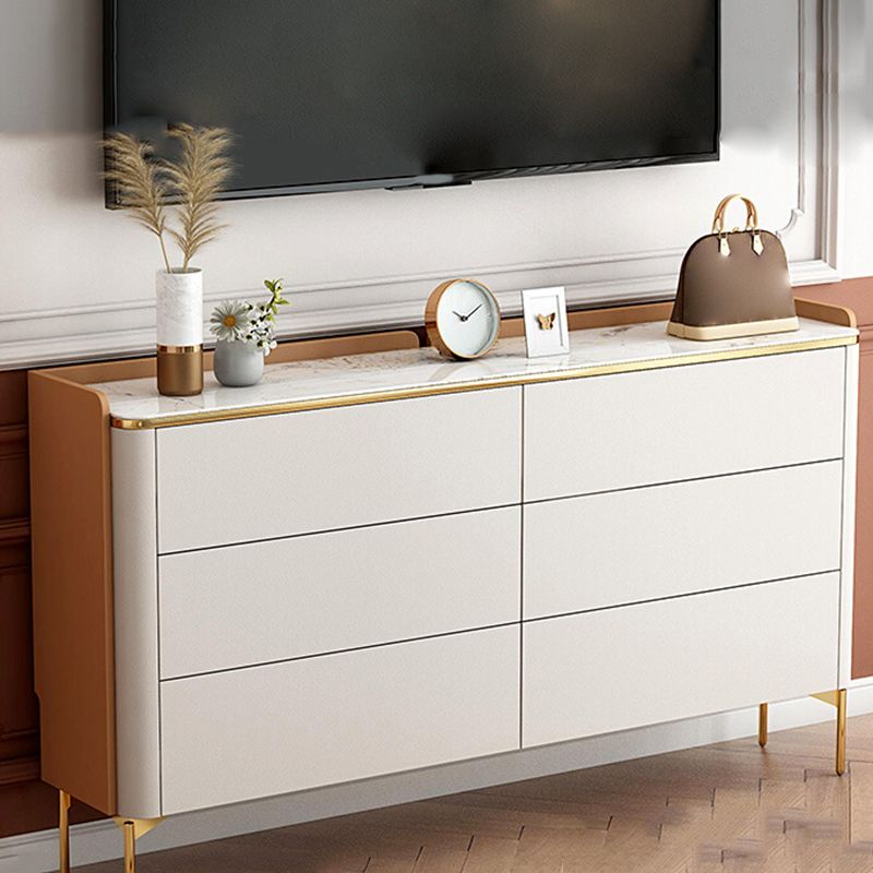 11.7-inch Width Glam Dresser Stone Storage Chest Dresser with 6 Drawers