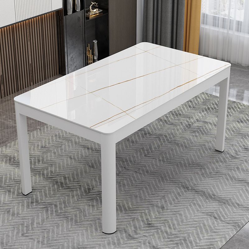 Metal Modern Rectangle Indoor Table Glass Top Table for Dining Room and Kitchen