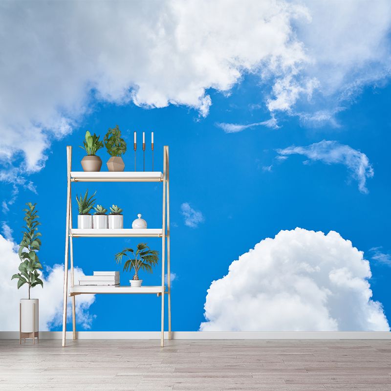 Blue Sky and White Cloud Scenery Wall Covering for Gust Room Bedroom, Waterproofing