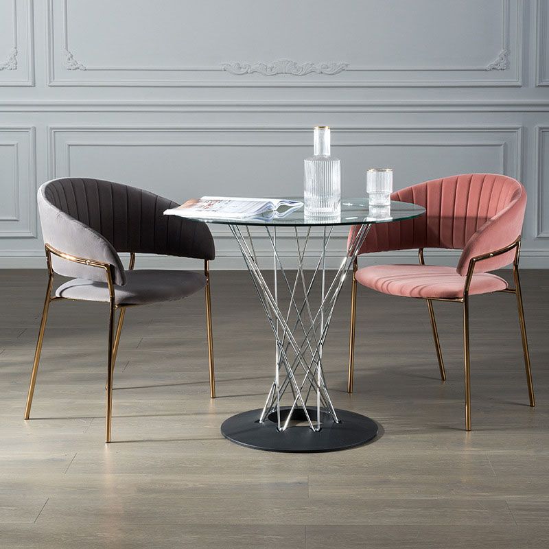 Sillas de comedor con brazo trasero abierto escandinavo, silla lateral tapizada