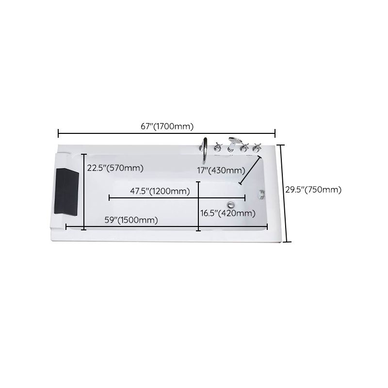 Acrylic Soaking Bathtub Antique Finish Drop-in Back to Wall Bath Tub