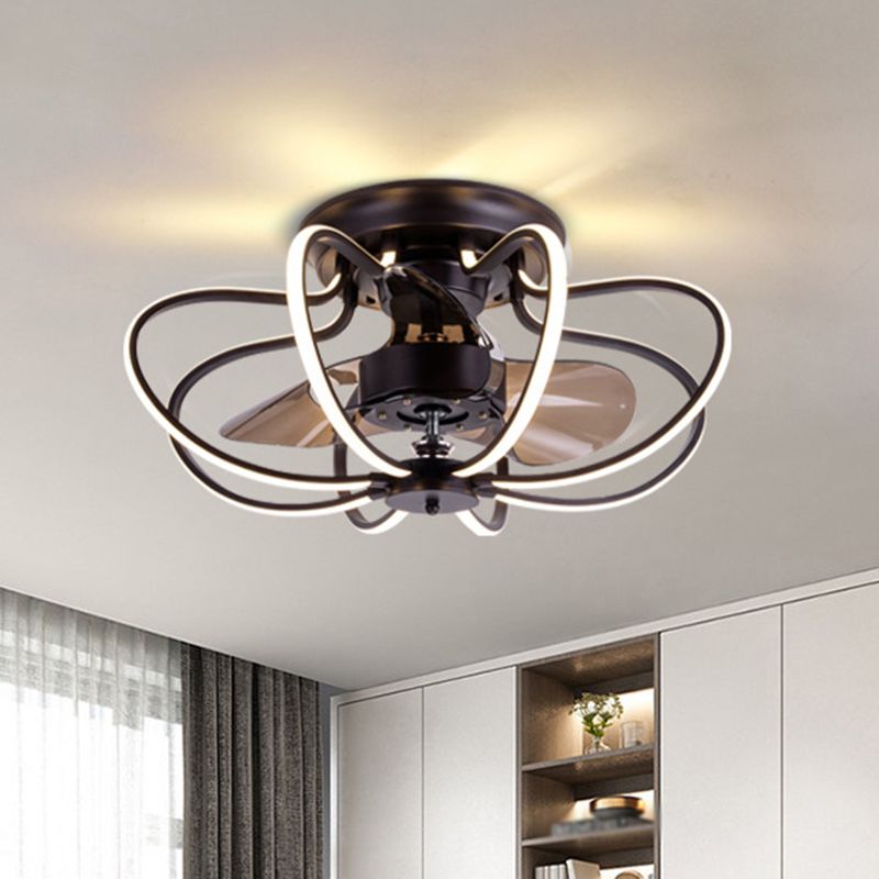 Minimalistische Käfig Deckenlüfter Leichtes Acryl -Esszimmer LED SEMI Flush Mount mit Fernbedienung