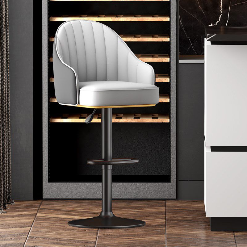 Scandinavian Swivel Adjustable Height Stool Faux Leather Bar Stool