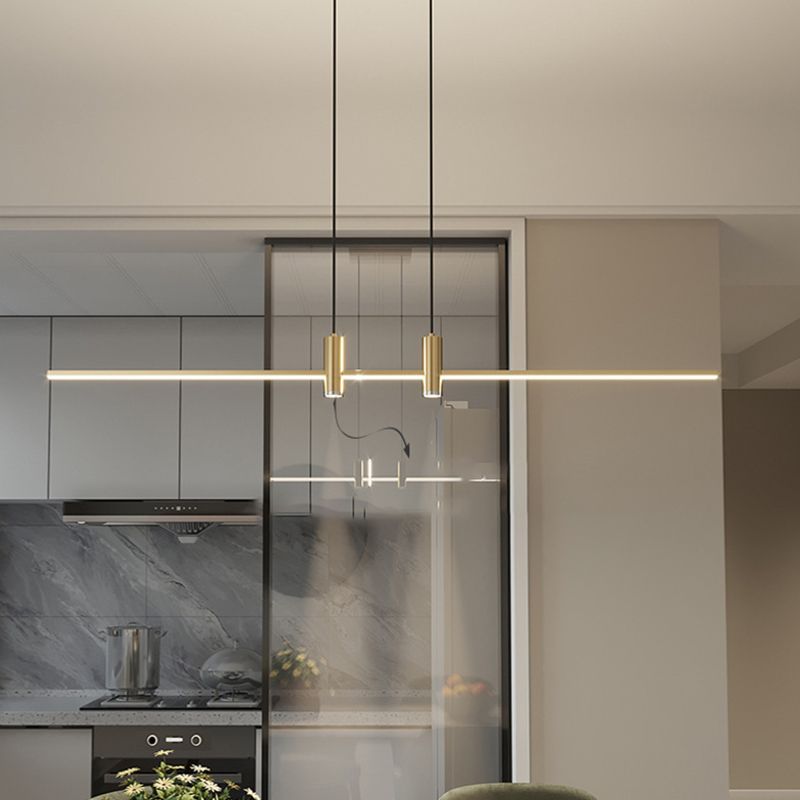 Modern Linear Island Light Fixtures 3-Head Restaurant Hanging Lamp with Silica Gel Shade