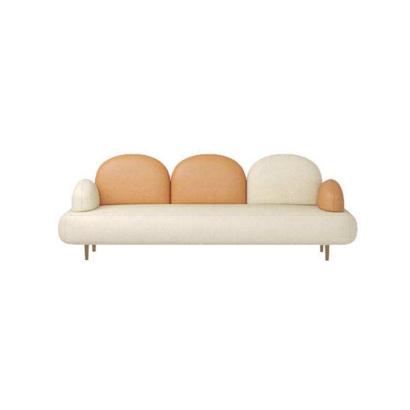 Modern Curved 4 Metal Legs Sofa Faux Leather Recessed Arm Sofa