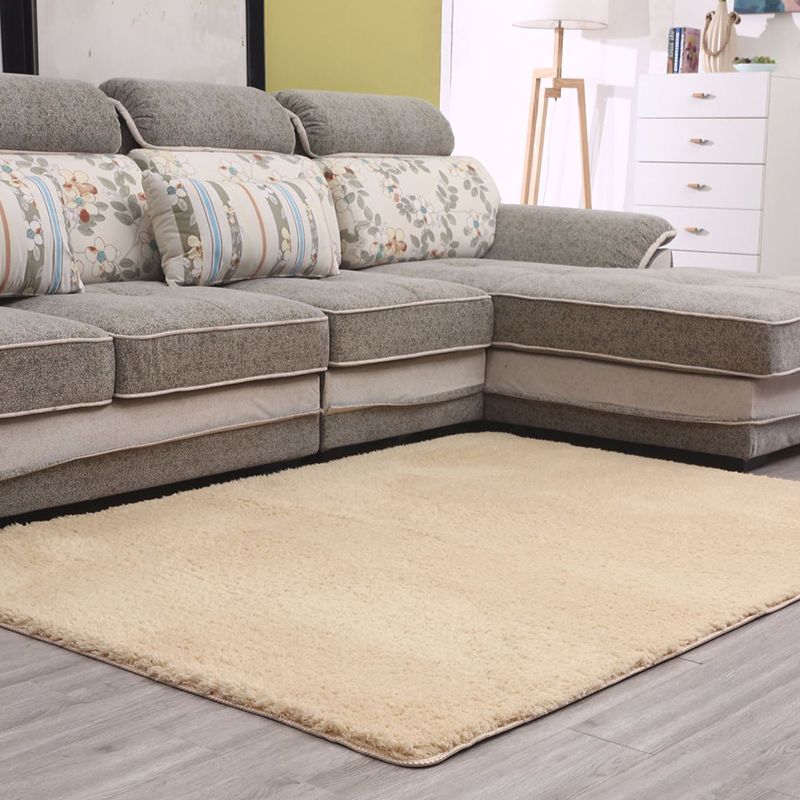 Simple Living Room Rug Multi-Color Solid Color Area Carpet Lamb Wool Non-Slip Easy Care Indoor Rug