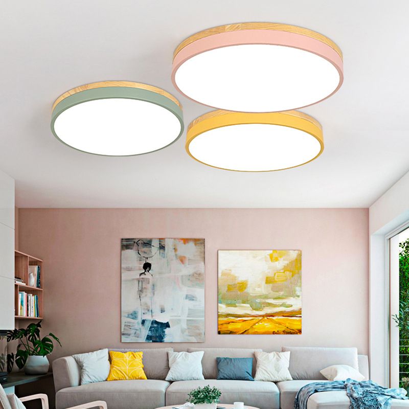Plafonnier encastré à 1 lumière à abat-jour rond, de style simple et moderne