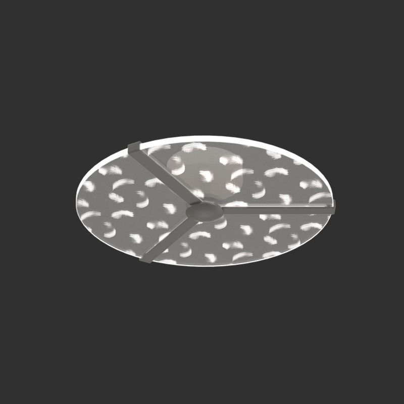 Round Shape LED Feather Ceiling Lamp Modern Aluminium 1 Light Flush Mount for Bedroom