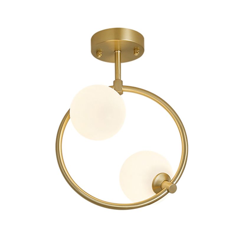Contemporary Globe Flush Light Fixture Glass Flush Mount Lamps in Gold