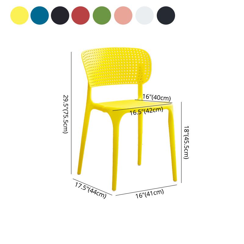 Chaise sans bras de salle à manger en plastique de style contemporain, chaises latérales de salle à manger à dos ouvert