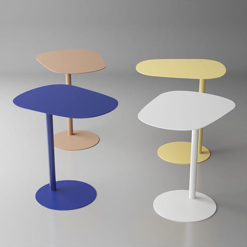 Pedestal Iron Side End Table Mid-Century Rectangular Side Table