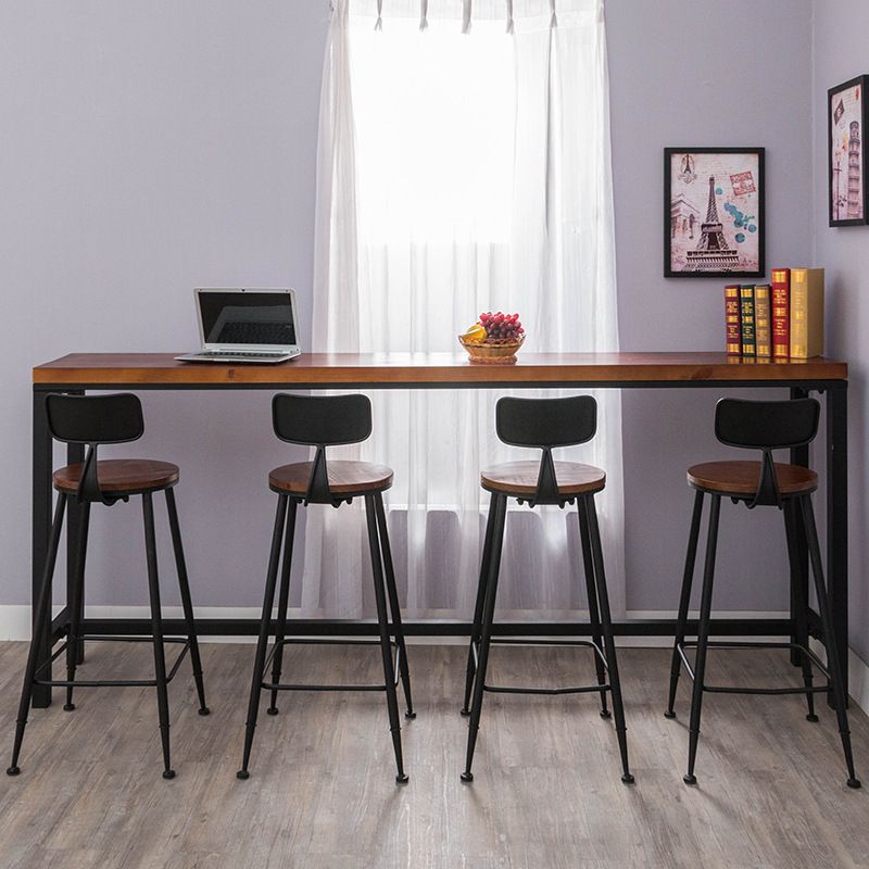 Industrial Style Solid Wood Bar Table Rectangle Bar Height Bar Dining Table