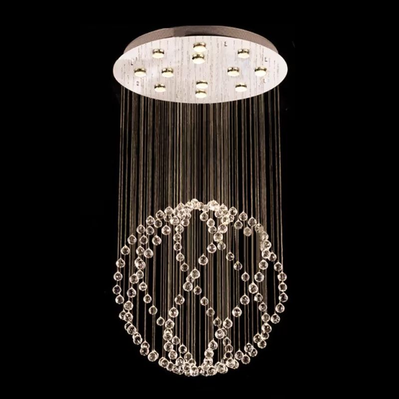 Twisted Crystal Orb Flush Light Modern 12-Head Stainless Steel Ceiling Mounted Lamp