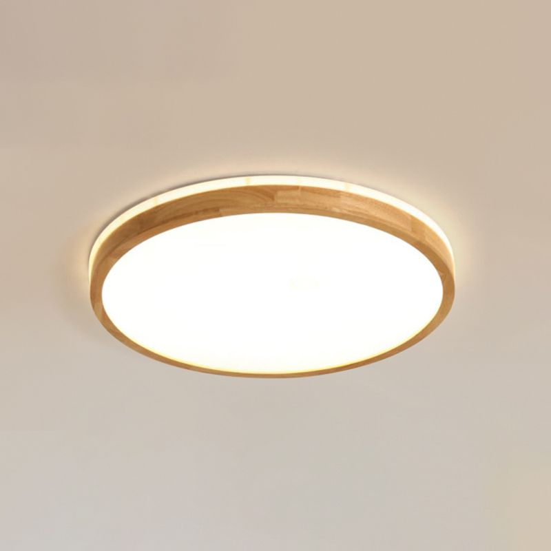 1 Light Circle Ceiling Lamp Modern Style Wood Ceiling Lighting for Dining Room