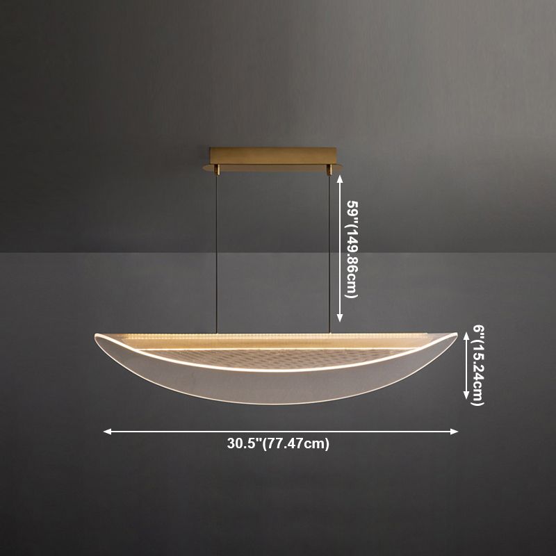 Acrylic Island Chandelier Lights Modern Style Metal Hanging Light Fixture for Dining Room