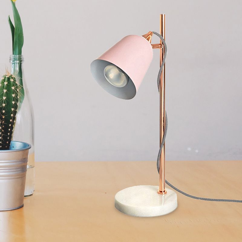 Gray/Pink Cup Shaped Desk Lighting Nordic Style 1 Bulb Metal Desk Lamp with Marble Base for Study Room