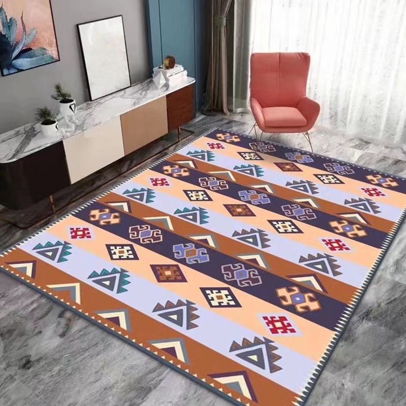 Multicolor Area Rug Polyester Carpet Antique Anti-Slip Backing Rug for Living Room