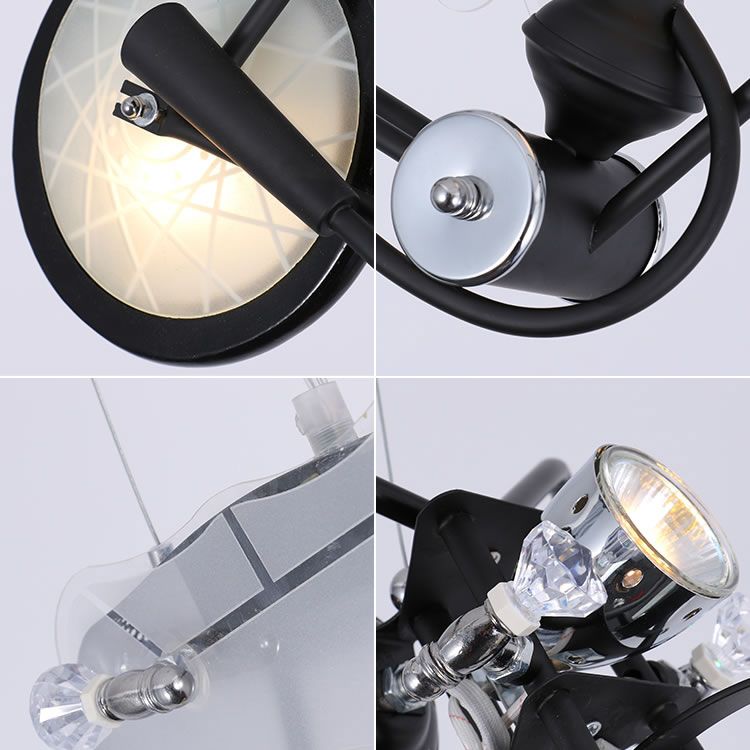 Accensione industriale a sospensione per moto per bar, luce in vetro bianco glassata per bar