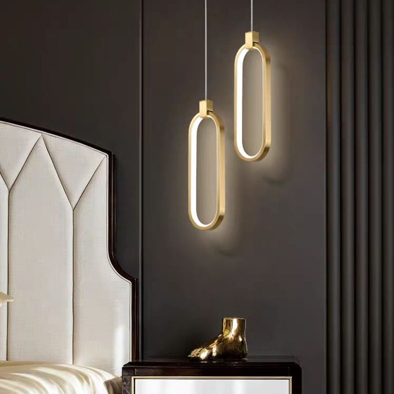 Minimalist LED Hanging Ceiling Light Aluminum 1-Light Linear Ceiling Pendant Light