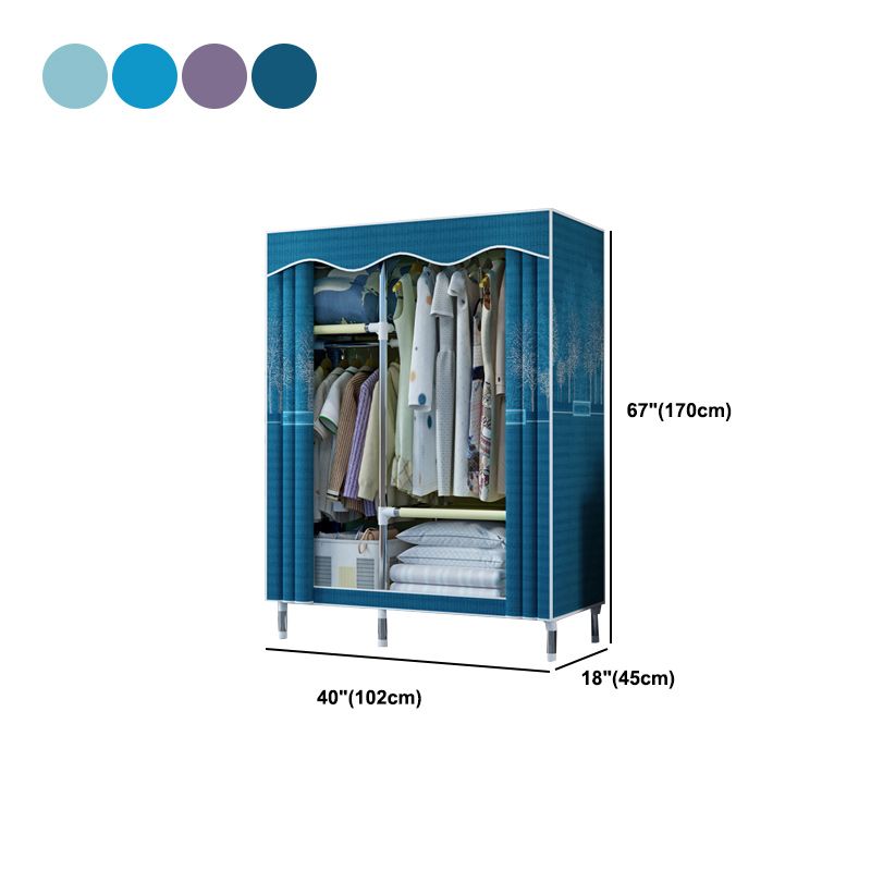 Steel Frame Wardrobe Armoire Contemporary Style Wardrobe with Shelves