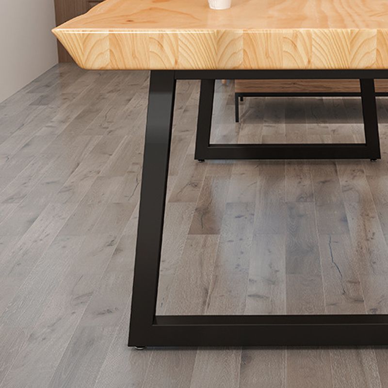 Solid Wood Top Dining Table Industrial Rectangle Table with Sled Base