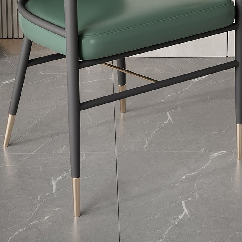 Dining Room Dining Arm Chair Faux Leather Upholstered Chair in Black Legs