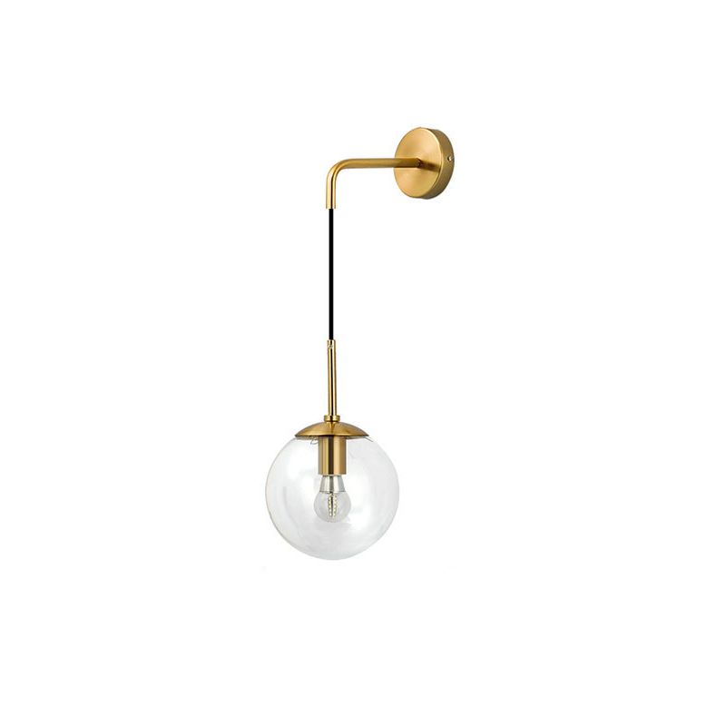 Modern Artistic Hanging Wall Lamp Copper Globe Wall Light with Glass Shade
