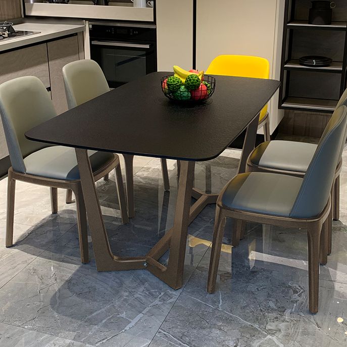 Rectangle Dining Table Sintered Stone Dining Table with Trestle Base