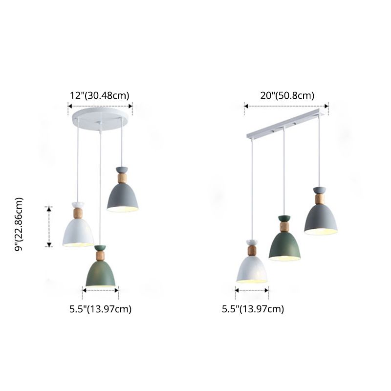Moderne beknopte macaron hangende lamp houten koepel hanger licht met gelakte ijzeren schaduw