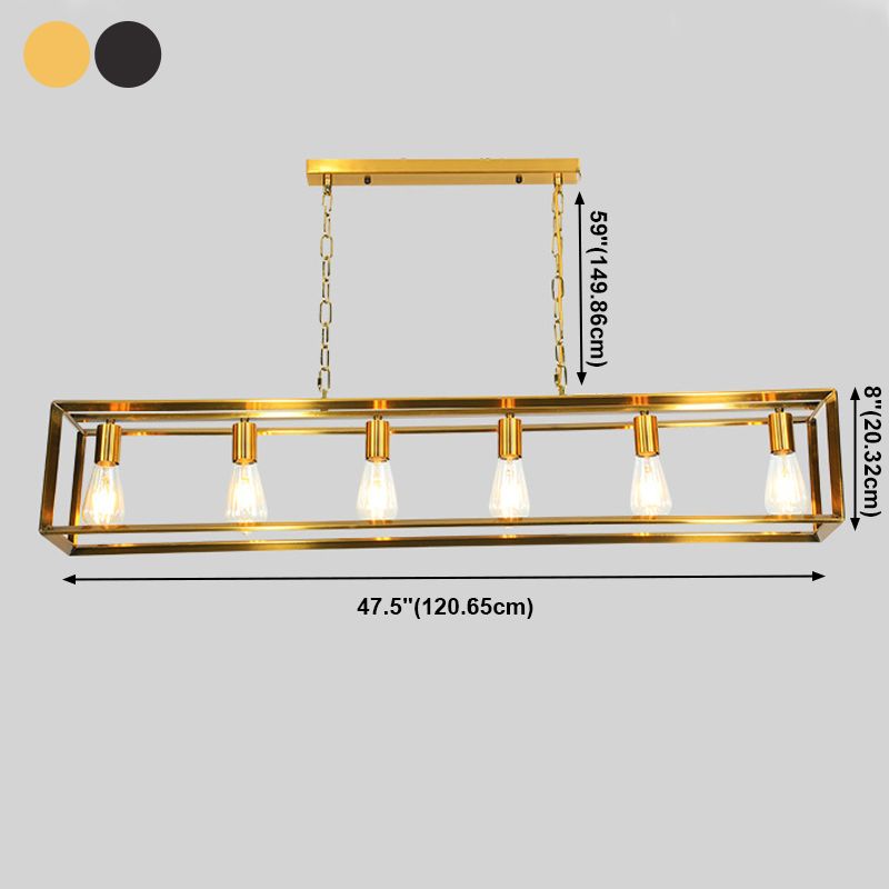 Éclairage d'îlot de cuisine industrielle Rectangle Metal Island Chandelier