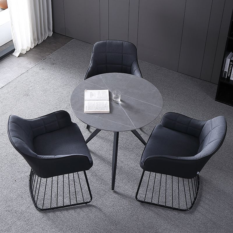 Modern Style Sintered Stone Dining Set with Round Shape Dinette Set with 3 Legs Base