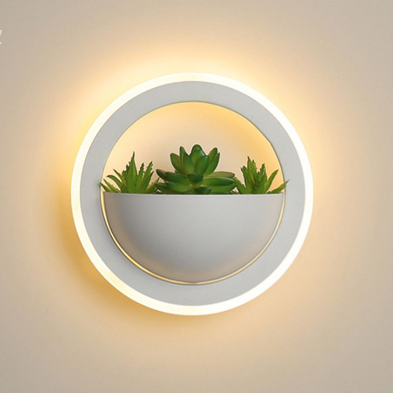Nordic LED Wall Mounted Light Creative Green Plant Wall Lamp for Corridor