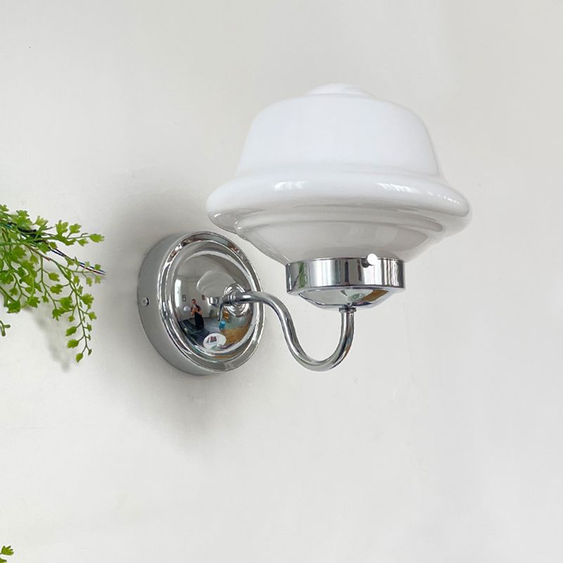 Glass Geometric Wall Sconces Industrial Style 1 Light Wall Mounted Lamps in White