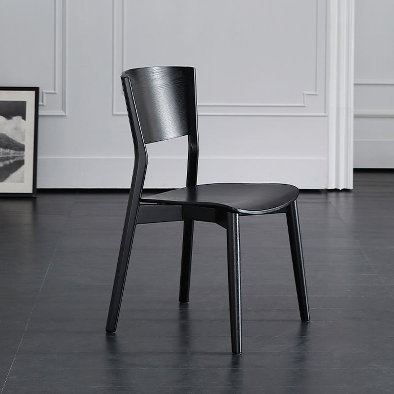 Chaise de salle à manger en bois de cuisine moderne, chaise sans bras latérale à dossier ouvert