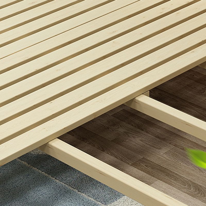 Rectangular Natural Standard Bed Solid Wood and Rattan Panel Bed Rubberwood